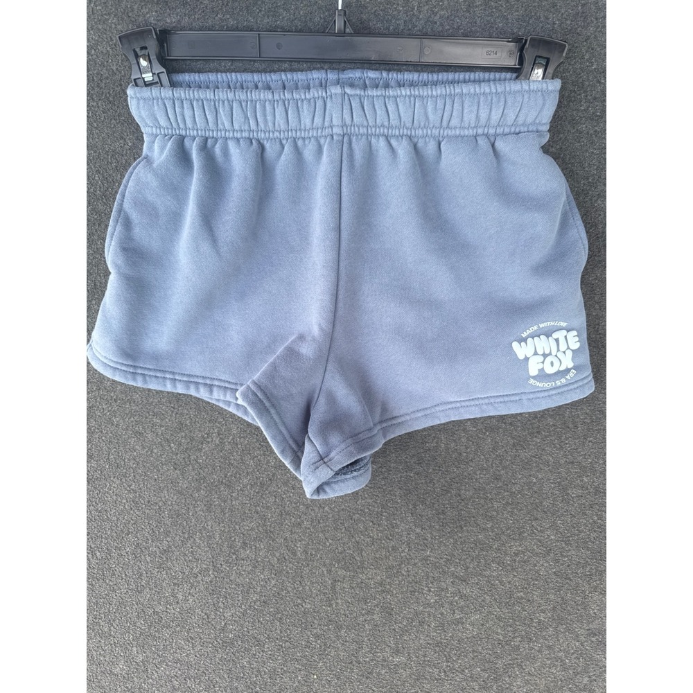 White Fox Boutique Era 8.5 Lounge Shorts Blue Fleece Elastic Waist Pockets